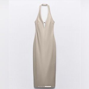 Zara Halter Maxi Dress in Beige